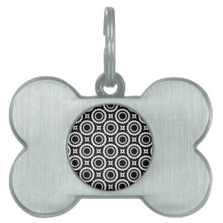 Cute black white zigzag circles pattern pet ID tag
