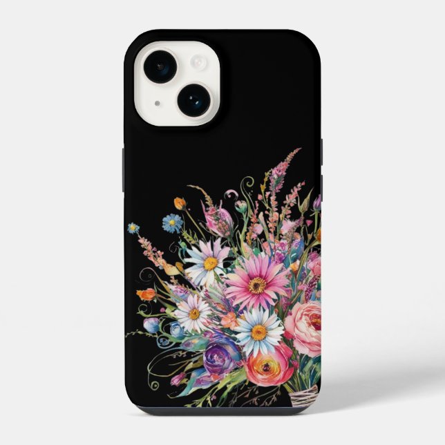 Cute black wildflower iPhone case (Back)