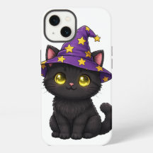 Cute Black Witch Cat Halloween Phone Case | Spooky