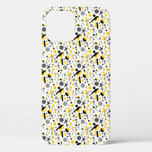 Cute black yellow football silhouette pattern iPhone 12 case