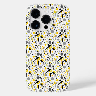 Cute black yellow football silhouette pattern Case-Mate iPhone 14 pro case