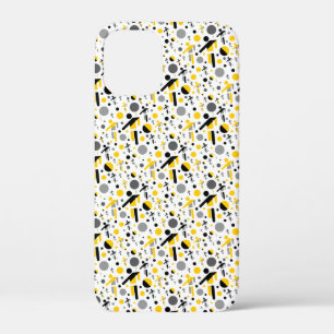 Cute black yellow football silhouette pattern iPhone 12 mini case