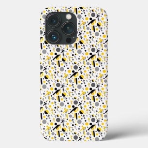 Cute black yellow football silhouette pattern iPhone 13 pro case