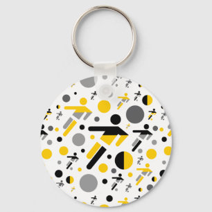Cute black yellow football silhouette pattern key ring