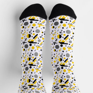 Cute black yellow football silhouette pattern socks