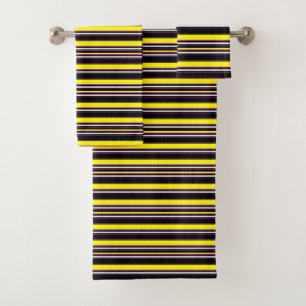 Cute black yellow stripes bath towel set