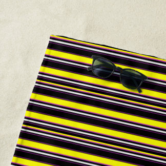 Cute black yellow stripes beach towel