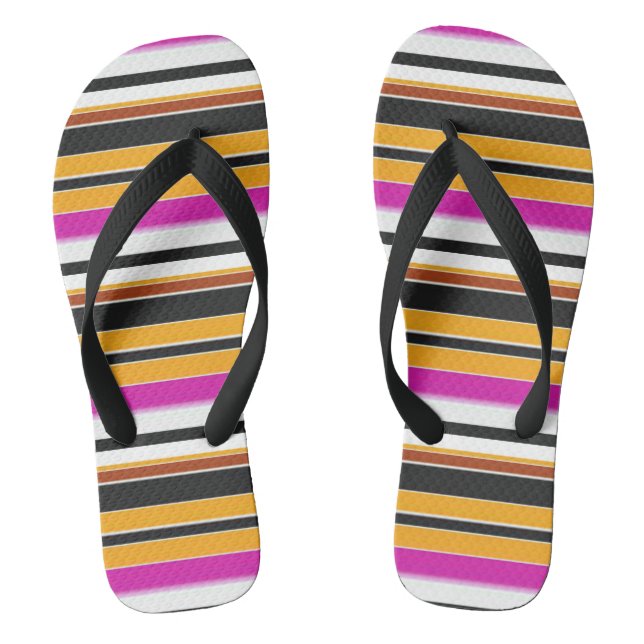 Cute black yellow stripes jandals (Footbed)