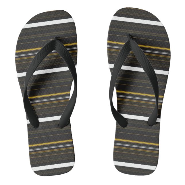 Cute black yellow stripes jandals (Footbed)