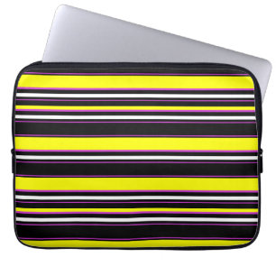 Cute black yellow stripes laptop sleeve