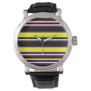 Cute black yellow stripes watch