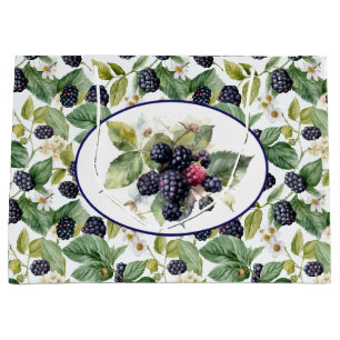 Cute Blackberries Watercolor Large Gift Bag