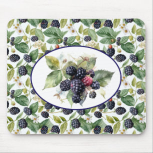 Cute Blackberries Watercolor Mouse Pad