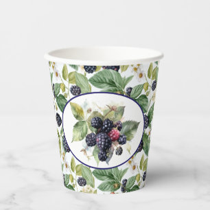 Cute Blackberries Watercolor Paper Cups