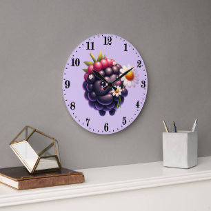 Cute blackberry lovers kitchen  large clock