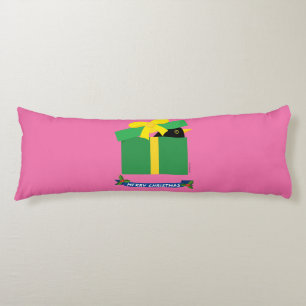Cute Blackbird Peeking Out Of A Gift Box Body Cushion