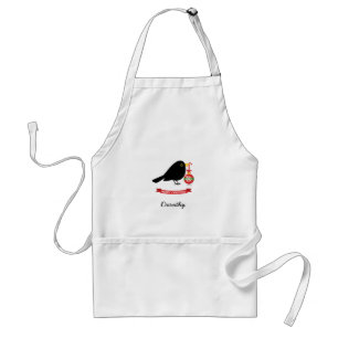 Cute Blackbird With A Christmas Ball Custom Name Standard Apron