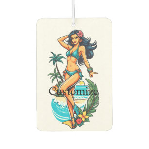 Cute Blackhaired Bikini Beach Girl Thunder_Cove Car Air Freshener