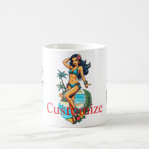 Cute Blackhaired Bikini Beach Girl Thunder_Cove Coffee Mug