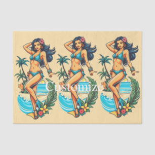Cute Blackhaired Bikini Beach Girl Thunder_Cove Tissue Paper