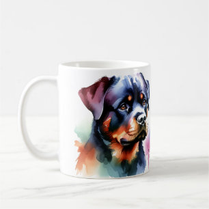  Cute  Blacks Watercolor Rottweiler  Coffee Mug