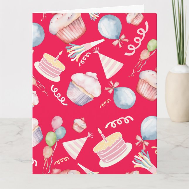 Cute Blank Birthday Folded Greeting Card (Front)