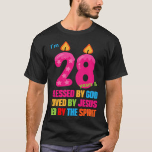 Cute Blessed By God For 28 Years Birthday Candle T-Shirt