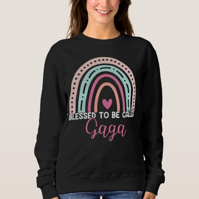 Cute Blessed To Be Called Gaga Rainbow Mom Grandma Sweatshirt (Front)