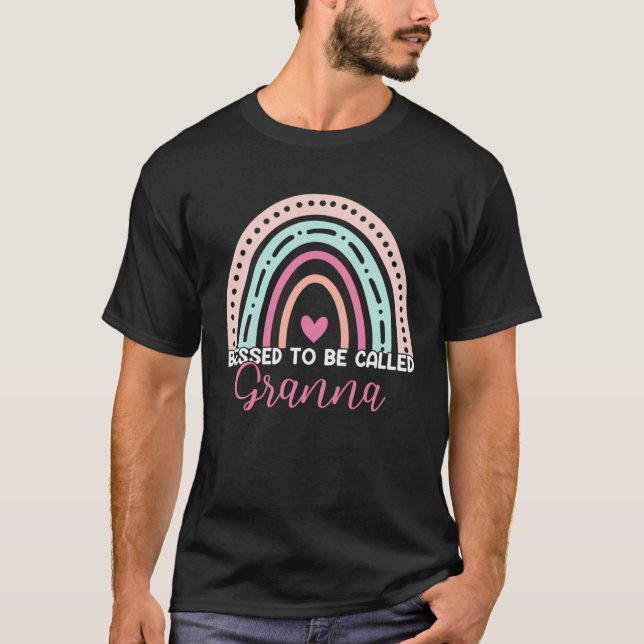 Cute Blessed To Be Called Granna Rainbow Mom Grand T-Shirt (Front)