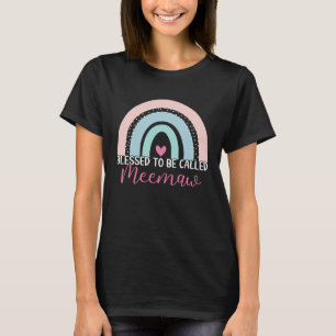 Cute Blessed To Be Called Meemaw Boho Rainbow Mum T-Shirt