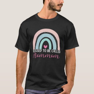 Cute Blessed To Be Called Mommom Boho Rainbow Mum T-Shirt