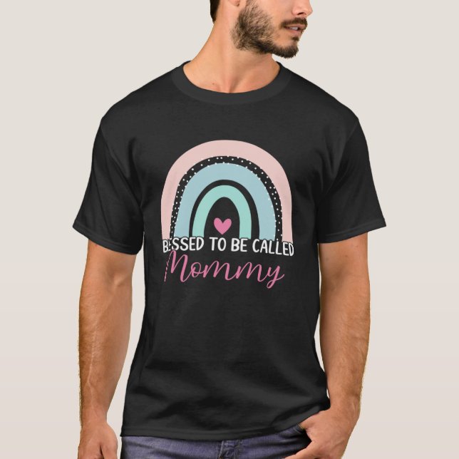 Cute Blessed To Be Called Mommy Boho Rainbow Mom G T-Shirt (Front)