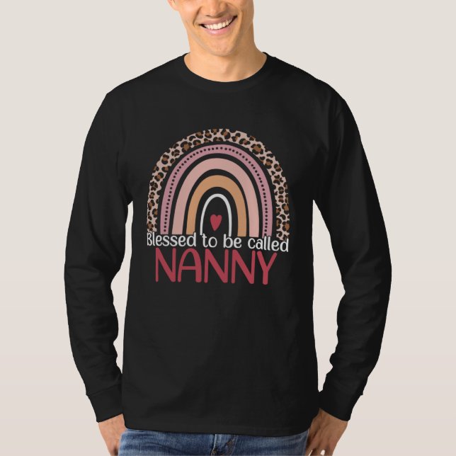 Cute Blessed To Be Called Nanny Rainbow Leopard Mo T-Shirt (Front)