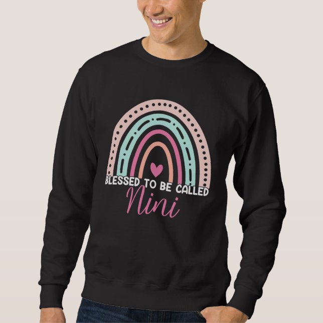 Cute Blessed To Be Called Nini Rainbow Mom Grandma Sweatshirt (Front)