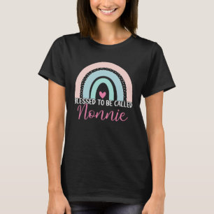 Cute Blessed To Be Called Nonnie Boho Rainbow Mom T-Shirt