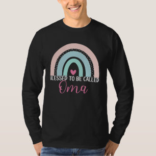 Cute Blessed To Be Called Oma Boho Rainbow Mom Gra T-Shirt