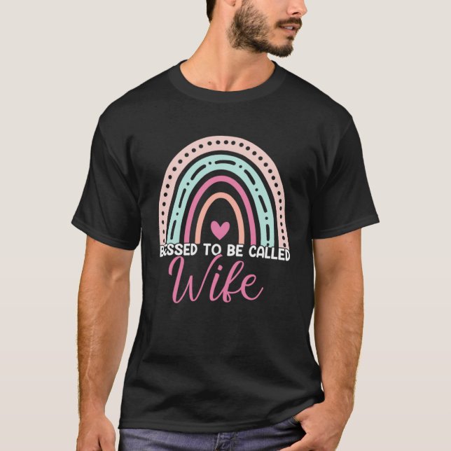 Cute Blessed To Be Called Wife Rainbow Mom Grandma T-Shirt (Front)