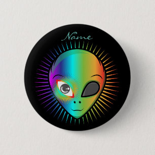 Cute Blinking Alien Head Thunder_Cove 6 Cm Round Badge
