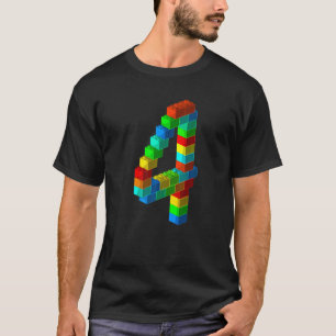 Cute Block Building 4th Birthday  4 Years Old Boys T-Shirt