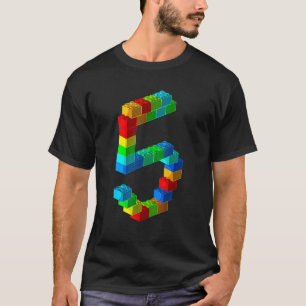 Cute Block Building 5th Birthday 5 Years Old Boys T-Shirt