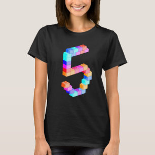 Cute Block Building 5th Birthday 5 Years Old Boys T-Shirt