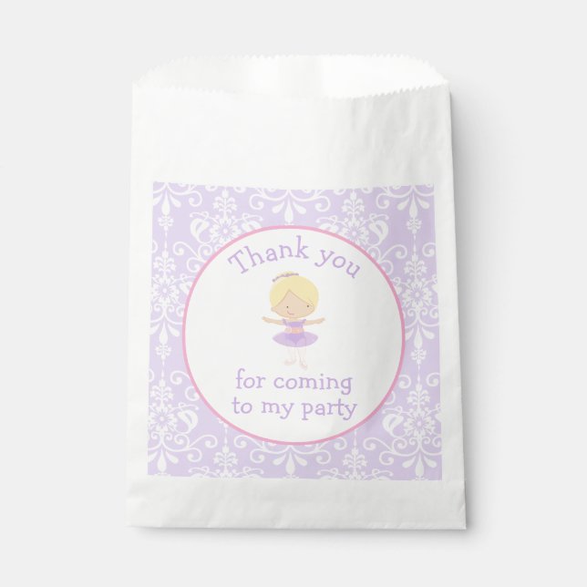 Cute Blonde Ballerina Birthday Party Favour Bags (Front)