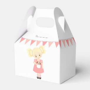 Cute Blonde Birthday Girl and Puppy Favour Box