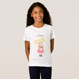 Cute Blonde Birthday Girl and Puppy T-Shirt