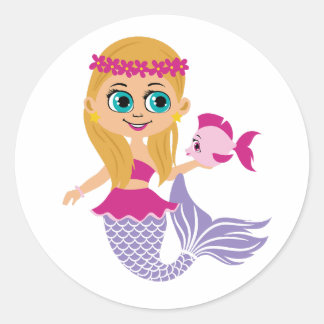 Cute Blonde Blue-Eyed Mermaid Girl Sticker