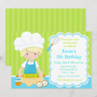 Cute Blonde Boy Baking Birthday Party