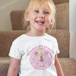 Cute Blonde Cheerleader Girl Birthday Party Custom Toddler T-Shirt