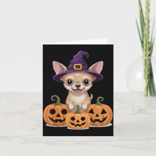 Cute Blonde Chihuahua Witch Hat Halloween Dog Card