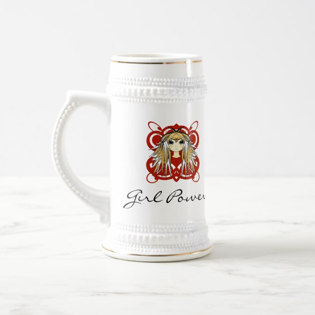 Cute Blonde Girl Power  Beer Stein (Left)