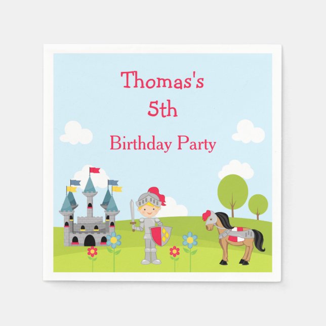 Cute Blonde Knight 'I went to' Napkin (Front)